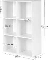 VASAGLE Bookcase Cloud White LBC203D 6 Compartment Storage Shelf view 7