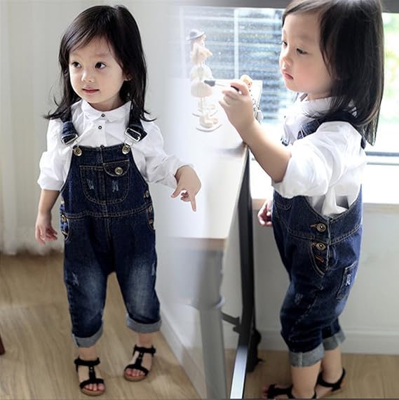 Amazon Hot Seal かわいい 子供 デニムジーンズ オーバーオール キッズ サロペット デニム 女の子 男の子 5 参考身長80cm パンツ 通販