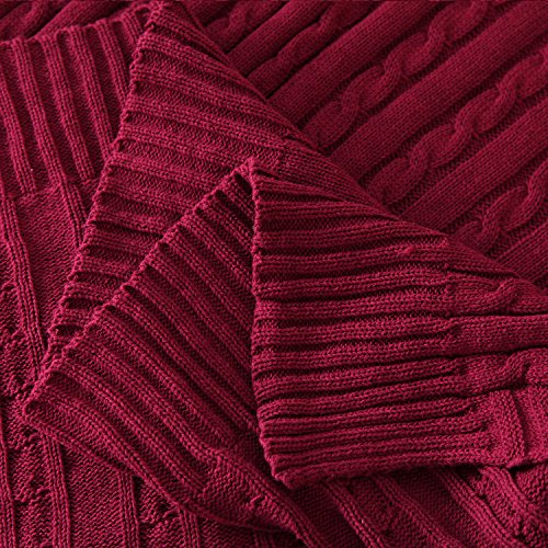 image for iSunShine® Cotton Knitted Cable Throw Soft Warm Cover Blanket Cable K