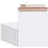 Poever Photo Document Mailers 9.25x11.75 White Cardboard Envelopes 25 Pack Rigid Self Seal Mailing Envelopes, Stay Flat Shipping Envelopes for Documents