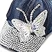 The Hat Depot Bling Rhinestone Butterfly Washed Cap (Denim Blue)