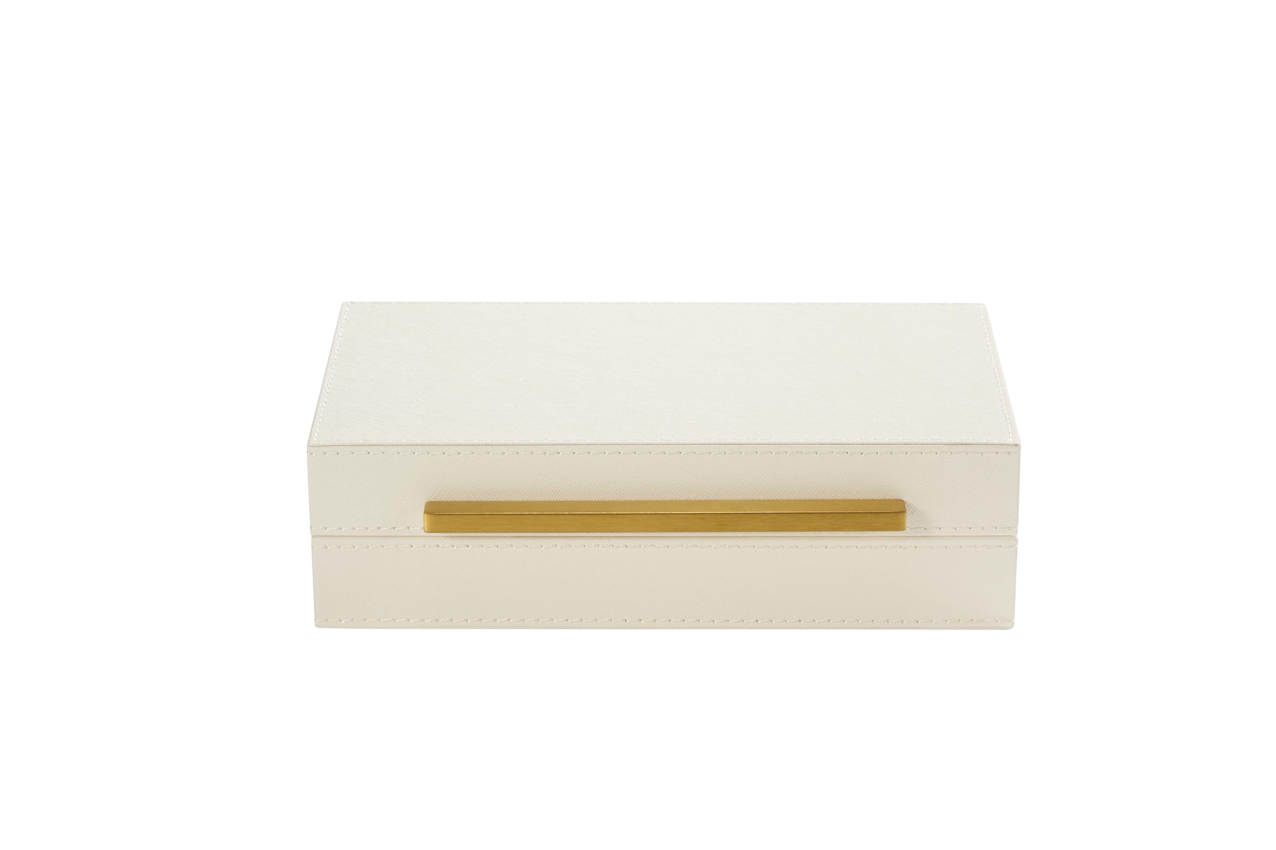 Photo 1 of *MINOR DAMAGE - USED*
Generic Pearl White Small Decorative Box with Gold handle, PU Leather exquisite Box for Keepsake Memory Box, Storage Box with Lid for Modern Home, Jewelry Organizer(Pearl White-Gold, 1pack)