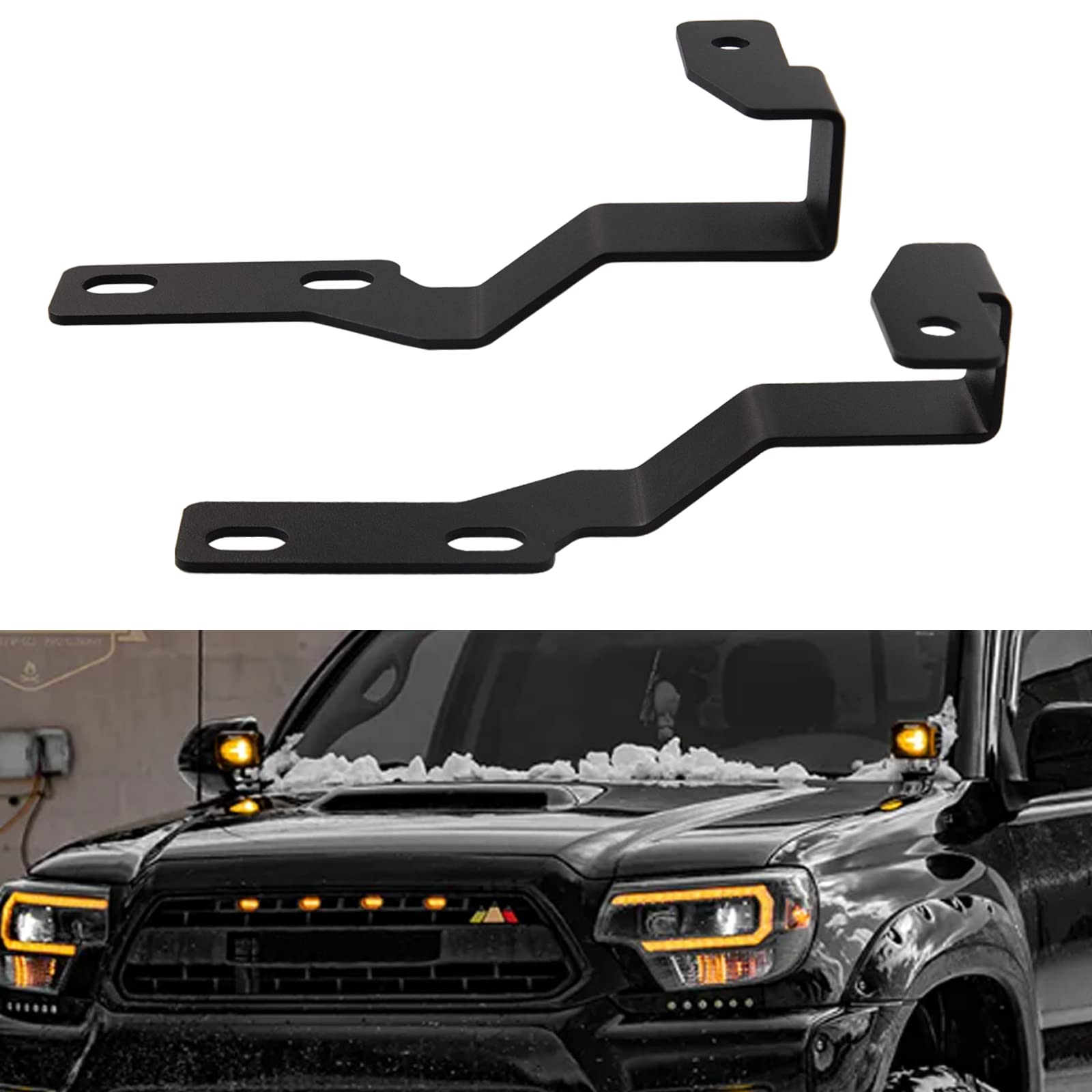 Photo 1 of KANGIKX Ditch Hinge LED Light Brackets Hood Mount Brackets Compatible with 2nd Gen Toyota Tacoma 2005-2015 for Auxiliary Offroad LED Pod Light Work Light