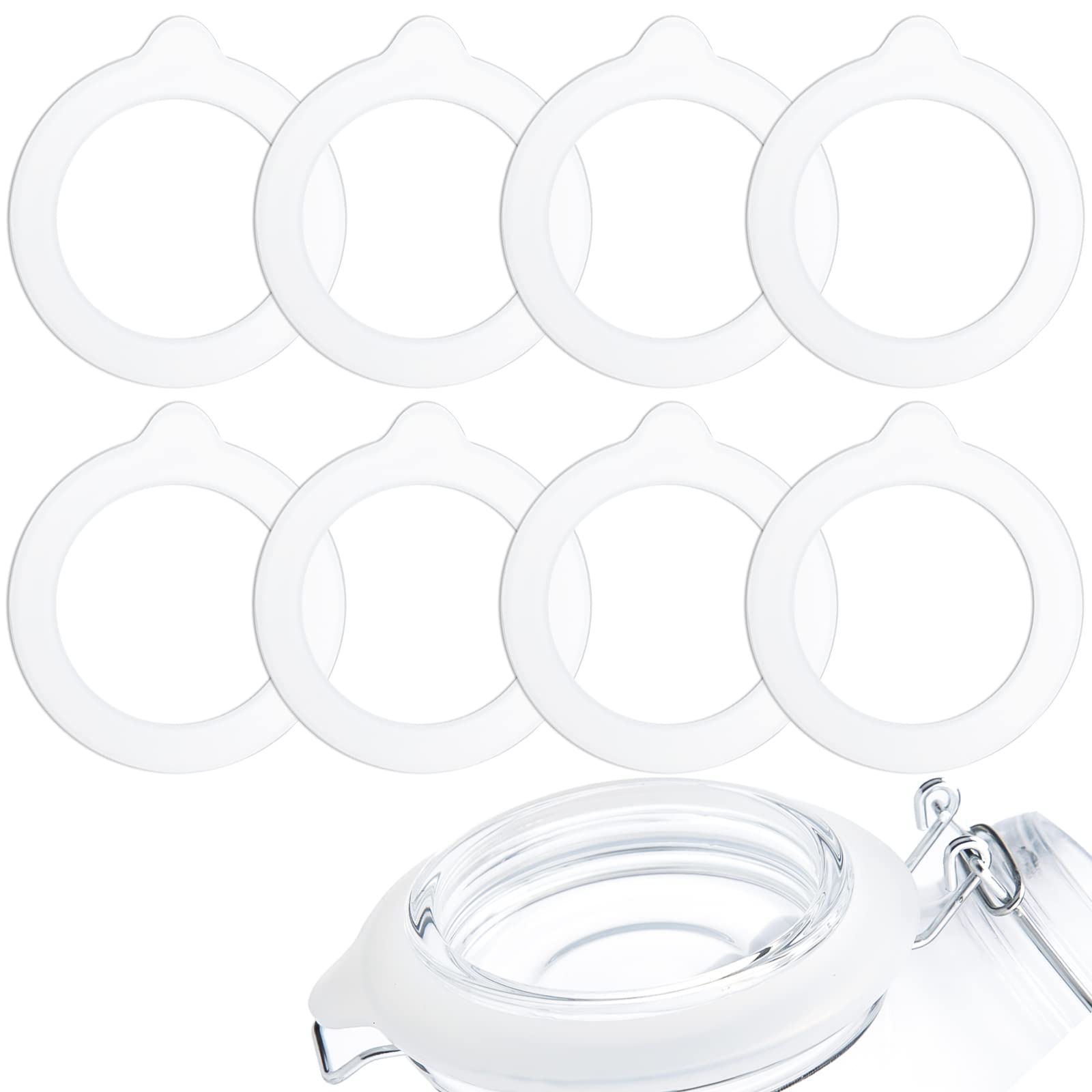 KINBOM 8pcs Silicone Replacement Gaskets, Silicone Sealing Ring Jar Rubber Seals for Storage Glass Sealed Canning Jars (3.7inch Outer Diameter, 2.7inch Inner Diameter)