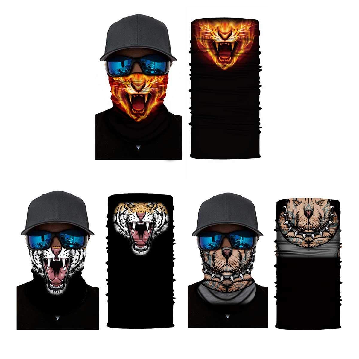 Aquarias Unisex 3 Pieces Bandana Face Mask - Headwear Bandana Face Cover Mask,Headband Scarf Neck Gaite Washable Breathable Dust Proof Motorbike Beard Covering Masks for Men & Women (Animals) Multi