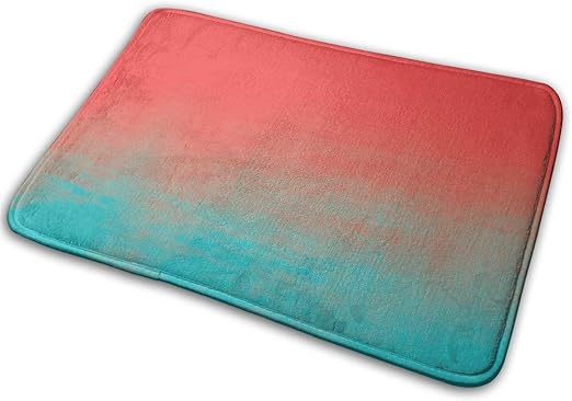 Amazon Com Bath Mat Watercolor Texture Teal And Coral Memory Foam Bath Mats Non Slip Soft Absorbent Bath Rugs Rubber Back Runner Mat For Kitchen Bathroom Floors 15 7 X 23 5 White Kitchen