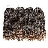 Toyotress Long Spring Twist Hair 14 Inch Ombre Blonde 4 Pcs Fluffy Twist Crochet Braids Synthetic Braiding Hair Extensions (14 inch, T27)