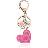 Angyape Heart Keychain Bag Charms Purse Charms for Handbags Cute Keychains for Car Keys Flower Accessories Gifts for Women
