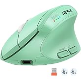 MEETION Ergonomic Wireless Mouse, Bluetooth Vertical Rechargeable Mice, 4 Adjustable DPI 800-2400, Bluetooth 5.2+5.2+USB Mouse for Windows/Mac, for Laptop/PC/Desktop/Computer/iPad -Green