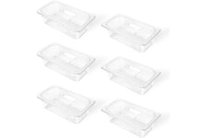 TenUp 6 Pack 1/3 Size 4'' Deep Clear Polycarbonate Food Pan with Lid, Commercial