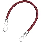 uxcell Leather Purse Strap, 1Pc 50cm/19.69" Short Leather PU Braided Purse Replacement Handle with Metal Buckles for Underarm Bags, Handbags (Dark Red Strap + Silver Clasp)