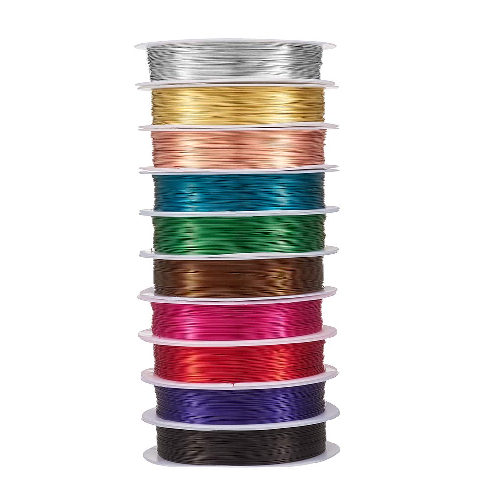 Beadthoven 10Rolls 28Gauge/0.3mm Tarnish Resistant Copper Wire Mixed Color 853Ft/260M Bendable Jewelry Beading Bare Metal Wires for Jewelry Wrapping Making Floral Sculpture Crafts 26M/roll