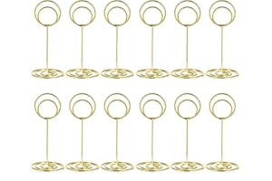NERIUS Table Number Holders, Simple Table Sign Stand Place Card Holder, Delicate Table Name Card Holder, Reusable Table Picture Memo Note Holder for Wedding Birthday Party Restaurant (12pcs, Gold)