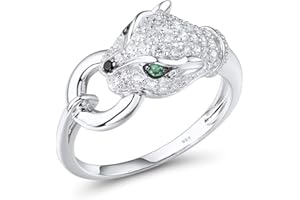 Santuzza Panther Ring 925 Sterling Silver Leopard Rings Cubic Zirconia Green Spinel Jaguar Jewelry