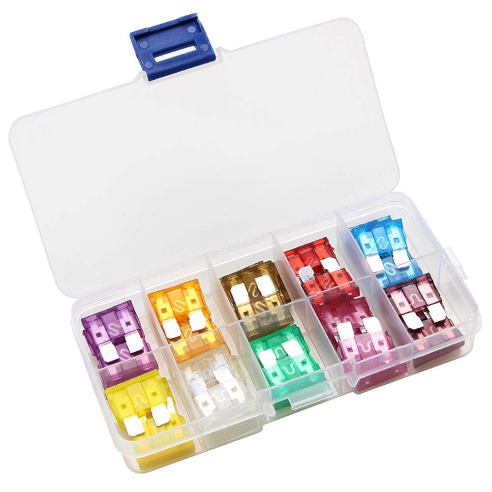 50PCS Standard Car Fuses Assortment Kit 2A 3A 5A 7.5A 10A 15A 20A 25A 30A 35A for Auto Car Blade Fuse Set Assortment with Storage Case