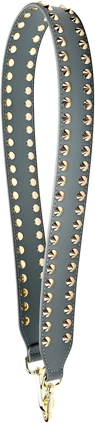 Wide Leather Shoulder Bag Strap with Gold Studded Design Replacement Cross Body Handbag Purse Guitar Style Strap
