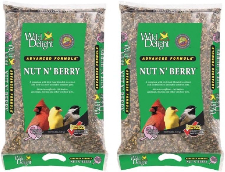 Wild Delight 20 LB Nut and Berry Bird Wild Bird Feed Pack of 2 Made in USA