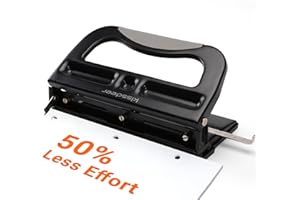 Kissdeer Heavy Duty 3 Hole Punch - Adjustable 2 or 3 Hole Puncher for Office & School, 40-Sheet Capacity, 50% Less Effort, Bl