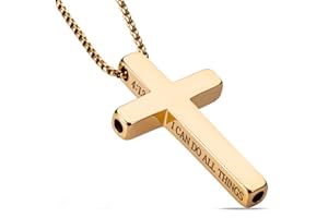 FUNPAR Cross Breathing Necklace, Inspirational Bible Verse Anti-Anxiety Mindfulness Necklace, Premium Stainless Steel Breathwork Tool, Anxiety Relief Items Gift