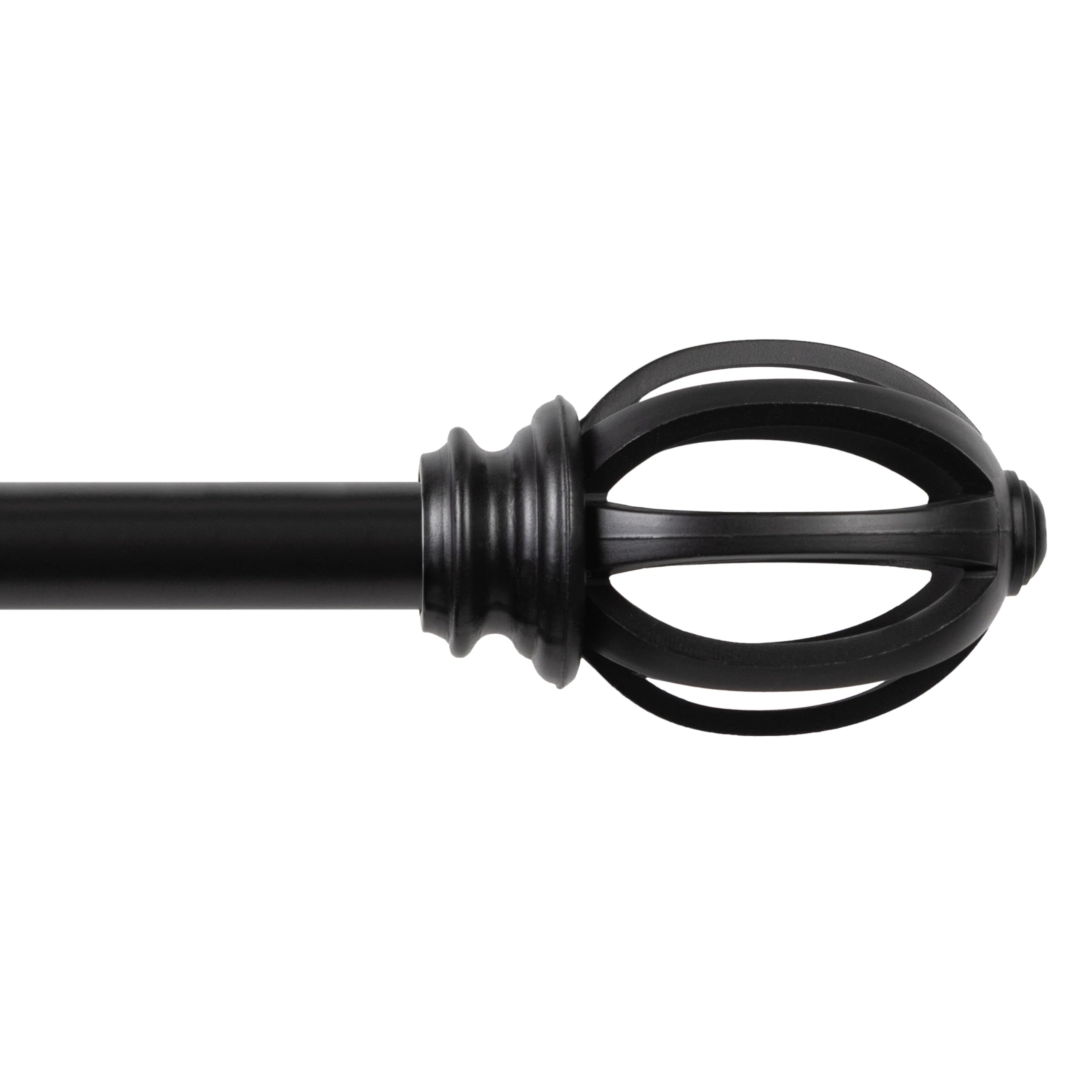 Photo 1 of ***FACTORY SEALED*** Kenney KN75240 Fast Fit Easy Install Lilly Cage Oblong Openwork End Decorative Window Curtain Rod, 36-66" Adjustable Length, Black Finish, 5/8" Diameter Steel Tube