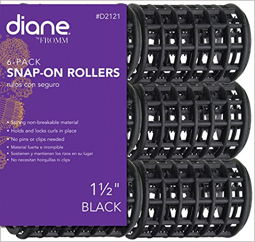 Diane Black Snap On Rollers - 1 1/2" 8-Pack, SNAP-ON ROLLERS 6-CT 1 1/2" BLACK, Holds and locks curls in place, No pins or clips needed, Made from the highest quality non-breakable material, Strong non-breakable material Holds and locks curls in place No pins or clips needed