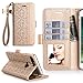 iPhone 7 Plus Case, iPhone 7 Plus Wallet Case, WWW [ Mirror Series] RFID-Resisting PU Leather Case Kickstand Flip Case with Card Slots and Mirror for Apple iPhone 7 Plus Gold