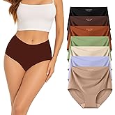 Ailongcity Womens Underwear High Waist Tagless 7 Pack Panties Seamless Full Coverage Briefs Silky Stretch