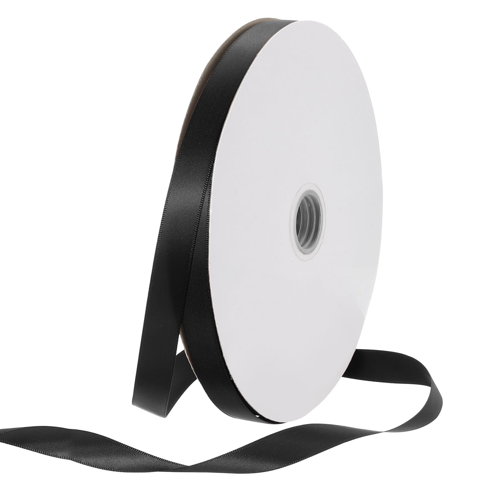 Rebower 15mm Satin Ribbon 91m Thick Double Face Grosgrain Silk Ribbon, [for Gift Wrapping, Hair Bows, Wedding, Cake, Flower] - 100 Yard/300ft/ Black