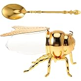 Luxshiny Bee Honey Jar with Spoon, Spice Container for Salt Sugar Beans | Tea Flour Condiment Storage Decorative Home Accessory for Kitchen Dining Table European Style