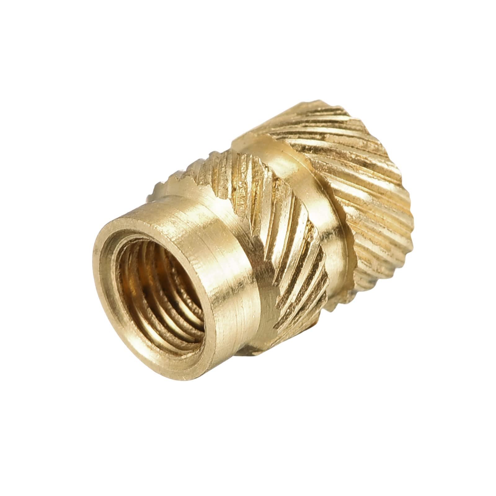 TOP-VIGOR 120Pcs M4 Threaded Knurled Insert Nuts, M4 x 8mm x 6mm OD 3D Printing Brass Nuts, Female Threaded Inserts Brass Heat Set Insert Embedment Nut for 3D Printing