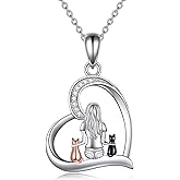 YFN Cat Necklace Sterling Silver Jewelry for Women Cat Jewelry Gifts