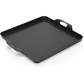 Cast Iron Square Griddle Pan, 13" x 11.5" Flat Top Griddle Plate, 11.5" Cooking Surface for Gas Stove, Camp Stove and Grill
