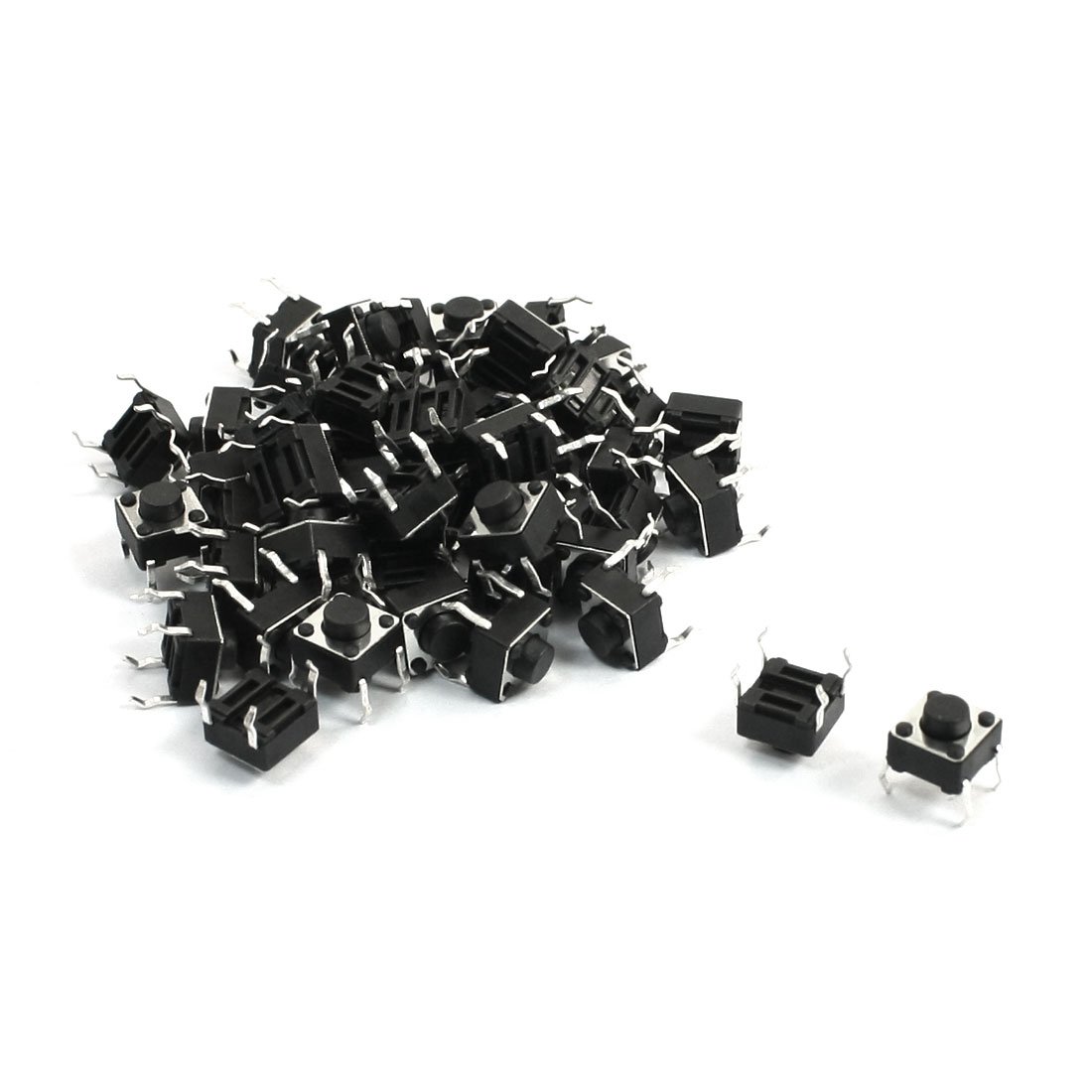 Sourcingmap 50Pcs 6 x 6 x 5mm 4 Pins PCB Momentary Control Push Button Tact Switch