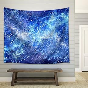 Blue Glowing Vibrant Bubbles, Computer generated Abstract Background - Fabric Wall Tapestry Home Decor - 51x60 inches