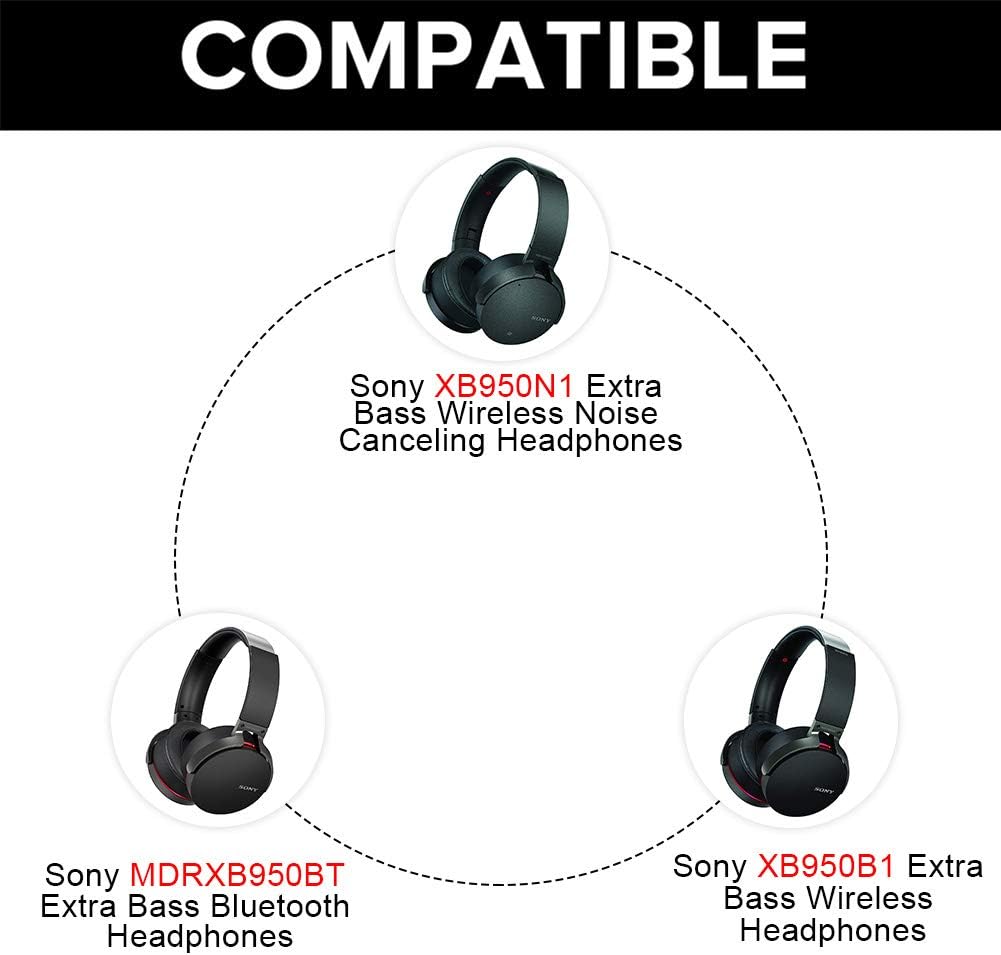 MDR-XB950BT Earpads Replacement Ear Pads Cushions Muffs Repair Parts Compatible with Sony MDR-XB950N1 MDR-XB950B1 MDR-XB950AP MDR-XB950/H Wireless Bluetooth Headphones. (Black) - Image 3