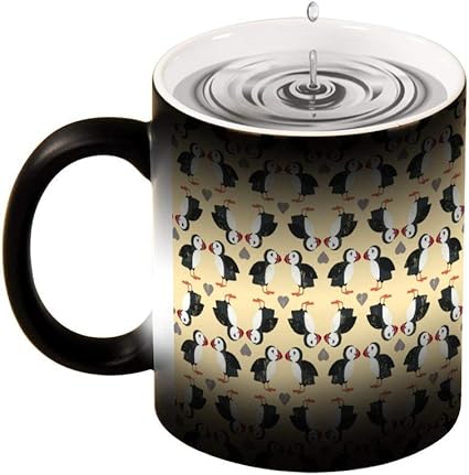 Amazon Co Jp Puffins変色マグ温度感覚変色コーヒーカップセラミックカップ変色ミルクコーヒーカップカップルギフト330ml色が 変わるマグカップ ホーム キッチン