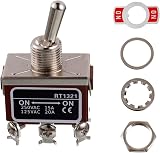 BOJACK RT1321 DPDT Toggle Switch 125V 20A 250V 15A ON-ON 6-Pin Waterproof Cap view 3