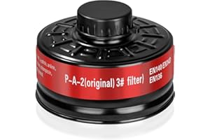 FAFUWOR 40mm Gas Mask Filters,Full Face Respirator Mask Cartridge Filters,40mm Activated Carbon Filter Cartridge for Organic Vapor,Industrial Gas,Painting Fumes,Dust,Epoxy Resin,Welding