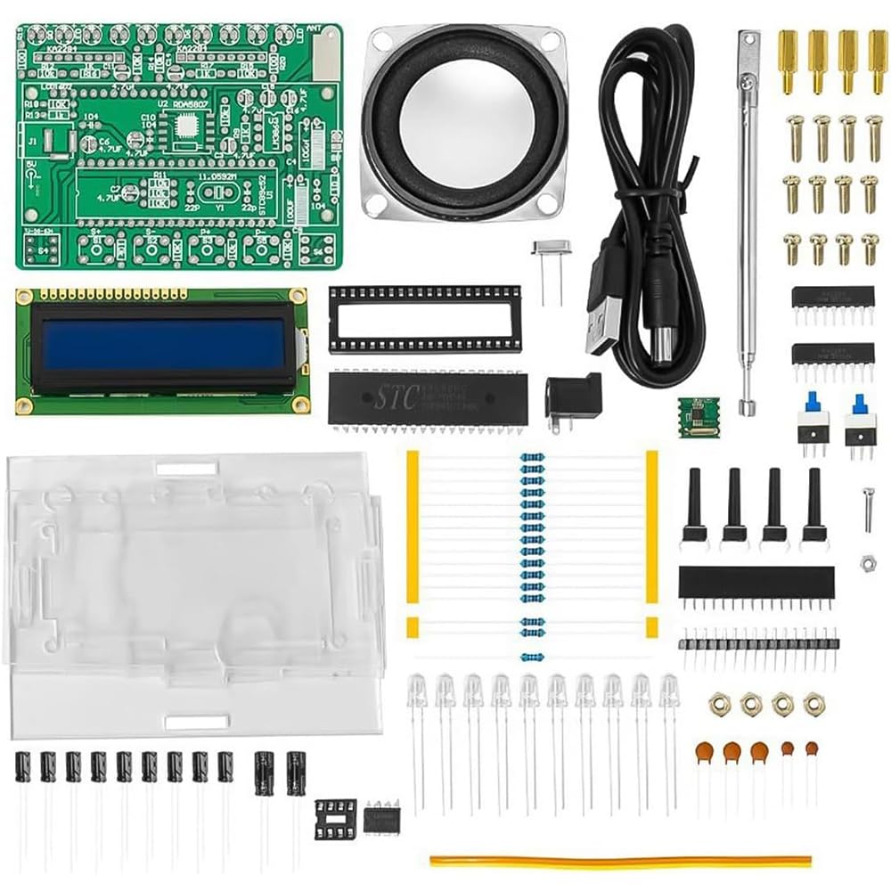 Hsthe Sea DIY Electronics Soldering Kit Radio, FM Radio Kit, FM 87-108 MHz Soldering Practice Kit With LCD Display Wireless Receiver For Learning And Teaching