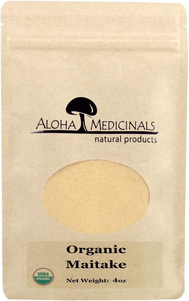 Aloha Medicinals – Pure Maitake - Certified Organic Mushrooms – Grifola Frondosa – Health Supplement - 4oz Bag (Powder)