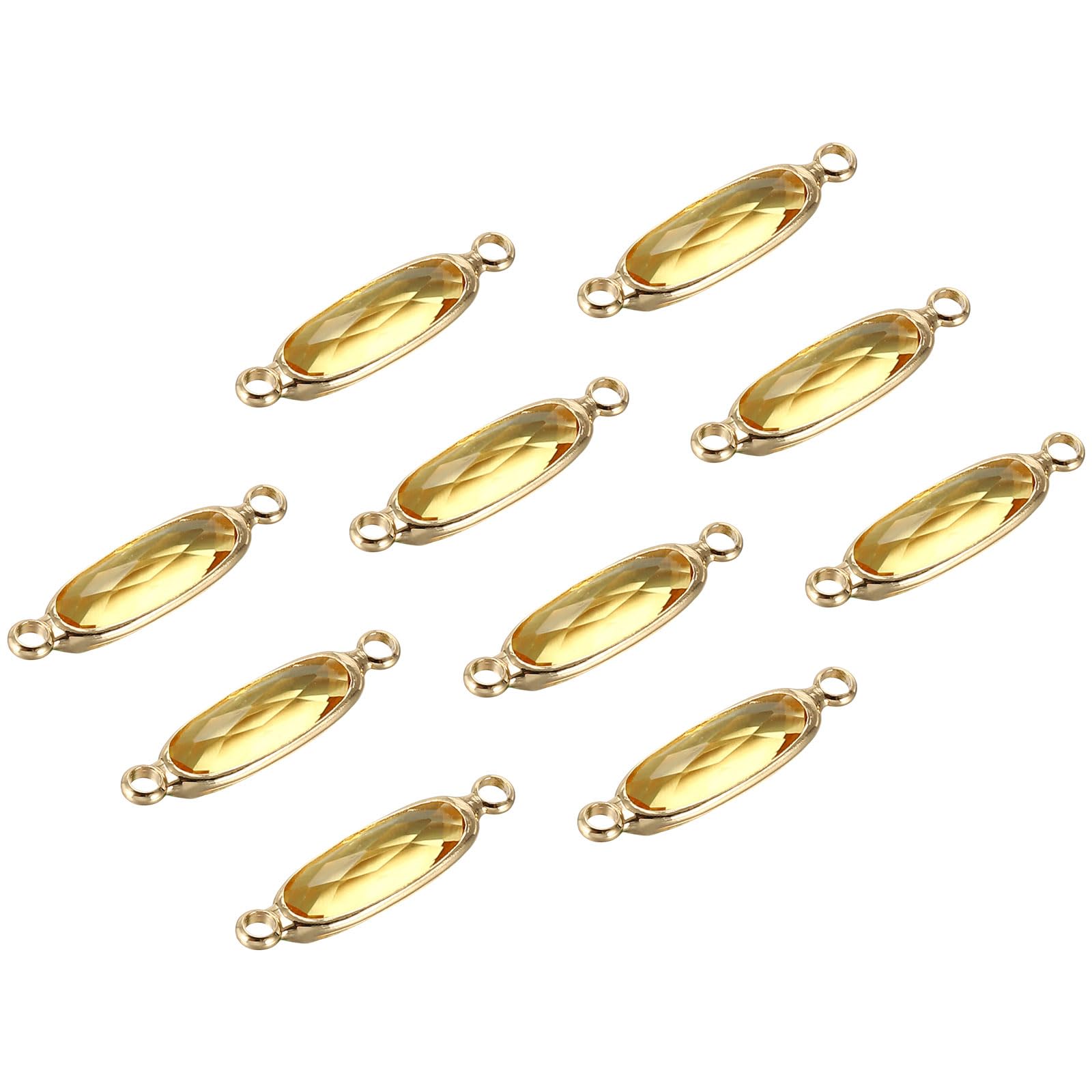 PATIKIL Birthstone Connector Link, 10Pcs Diamond Clear Charm Links, Round Glass Findings Crystal Bead Link for Drop Dangle Pendants, Golden Tone