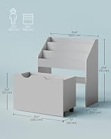 SONGMICS Kids Bookshelf and Toy Organiser Dove Grey GKR041G10 view 3