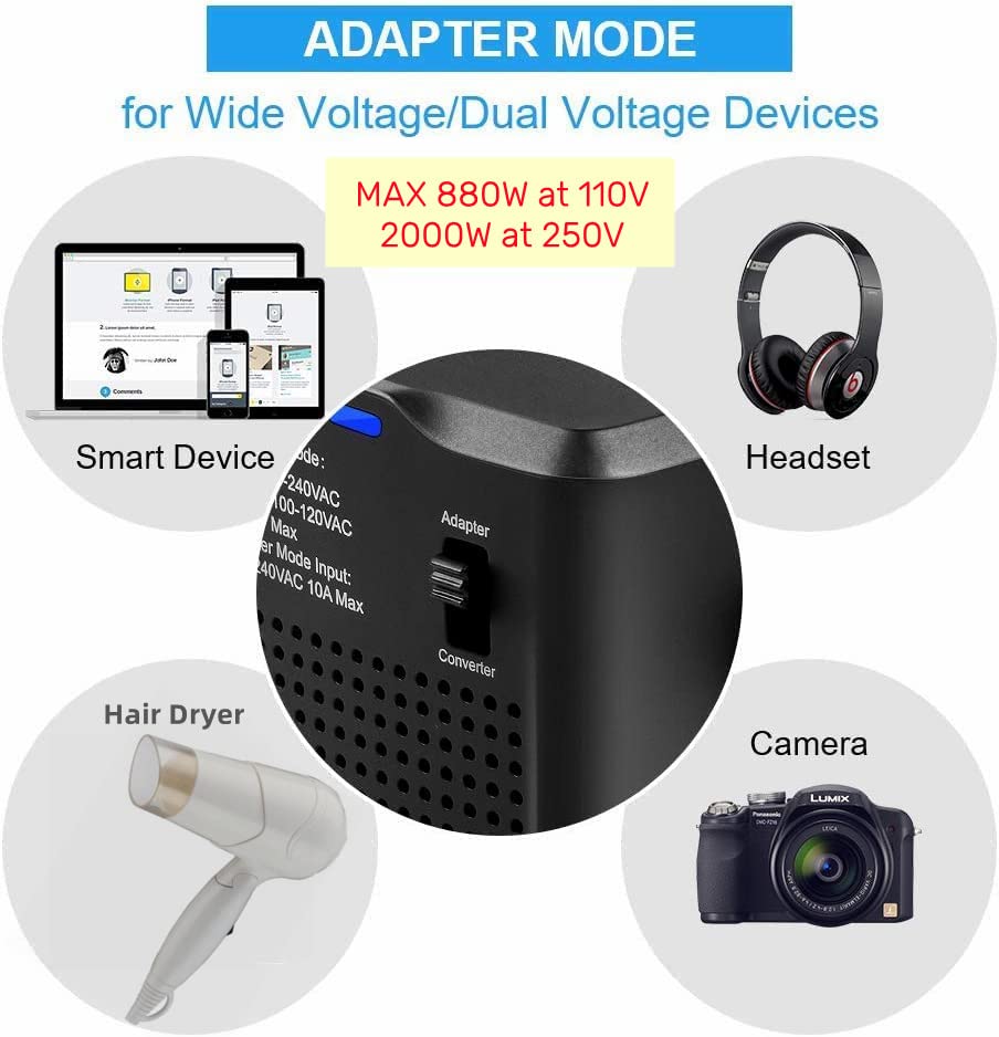 Universal Travel Plug Adapter, Voltage Converter 220V to 110V Power