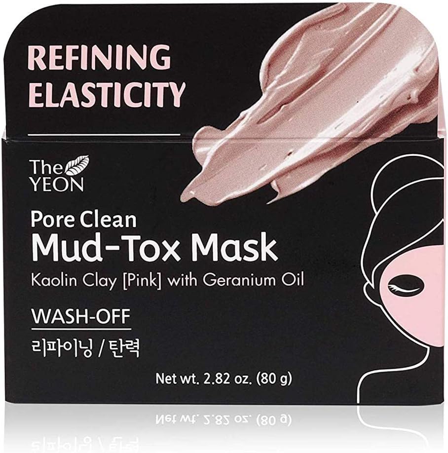 Korean Skin Care - The YEON Pore Clean Mud Tox Wash-Off Mask (Refining Elasticity - Pink) / Kaolin Clay with Geranium Oil / 80g