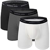 BAMBOO COOL Men's Underwear Boxer Briefs Pack Bamboo Viscose Soft Breathable Long Underwear Trunks