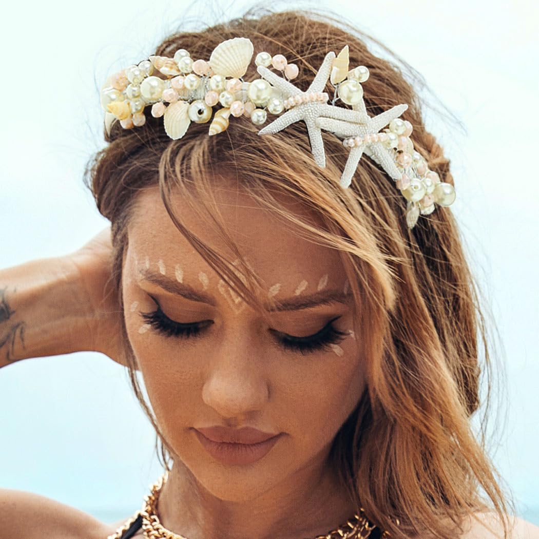 Photo 1 of Brishow Mermaid Crowns and Tiaras Seashell Headband Headpiece for Women and Girls