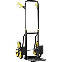 DURHAND 6-Wheels Stair Climber Hand Truck, Dolly Heavy Duty Folding Steel Load Cart with Adjustable Telescoping Handle for Mo