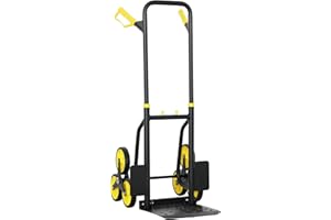 DURHAND 6-Wheels Stair Climber Hand Truck, Dolly Heavy Duty Folding Steel Load Cart with Adjustable Telescoping Handle for Mo