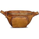 Genuine Leather Fanny Pack for Women and Men Vintage Real Leather Sling Bag Crossbody Bag Fashion Waist Bag Chest Purse (Brown)