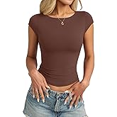 EasyGala Womens Double Lined Cap Sleeve Tops Boat Neck Shirts Slim Fitted Going Out Tees Y2k Clothes 2026